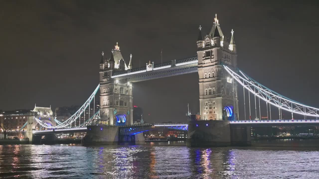 英国伦敦大桥夜景视频素材
