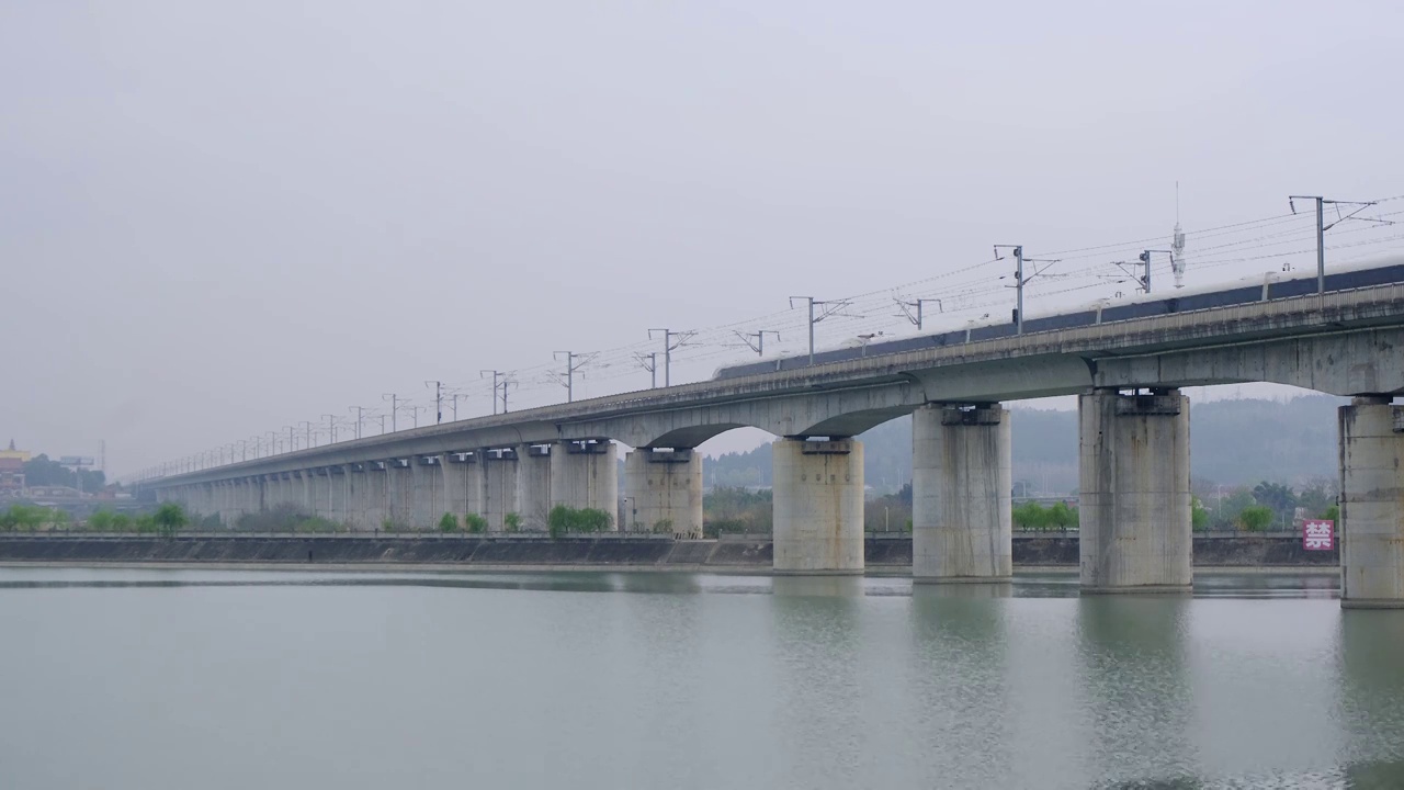 四川省绵阳市户外高铁，列车，速度，视频下载