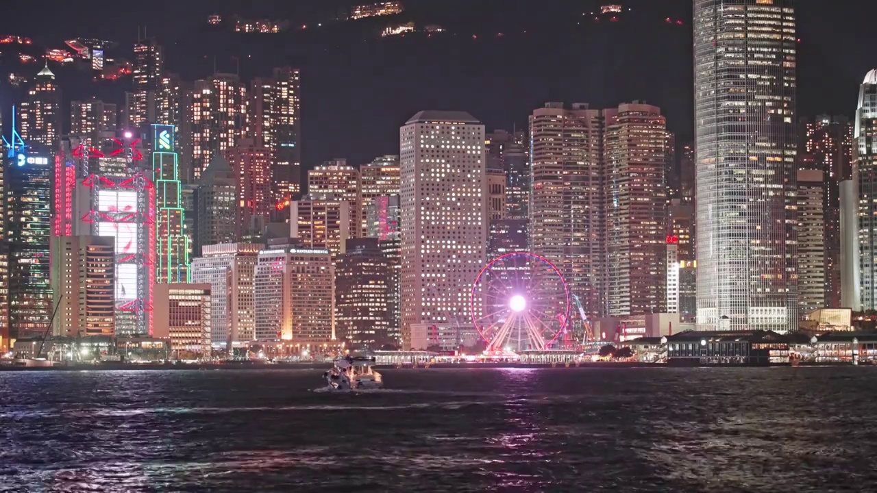 香港维多利亚港城市夜景视频下载