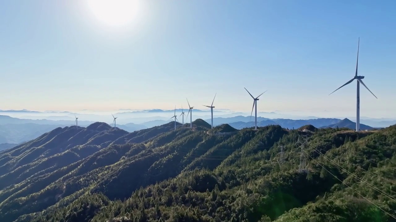 清洁能源风力发电群视频下载