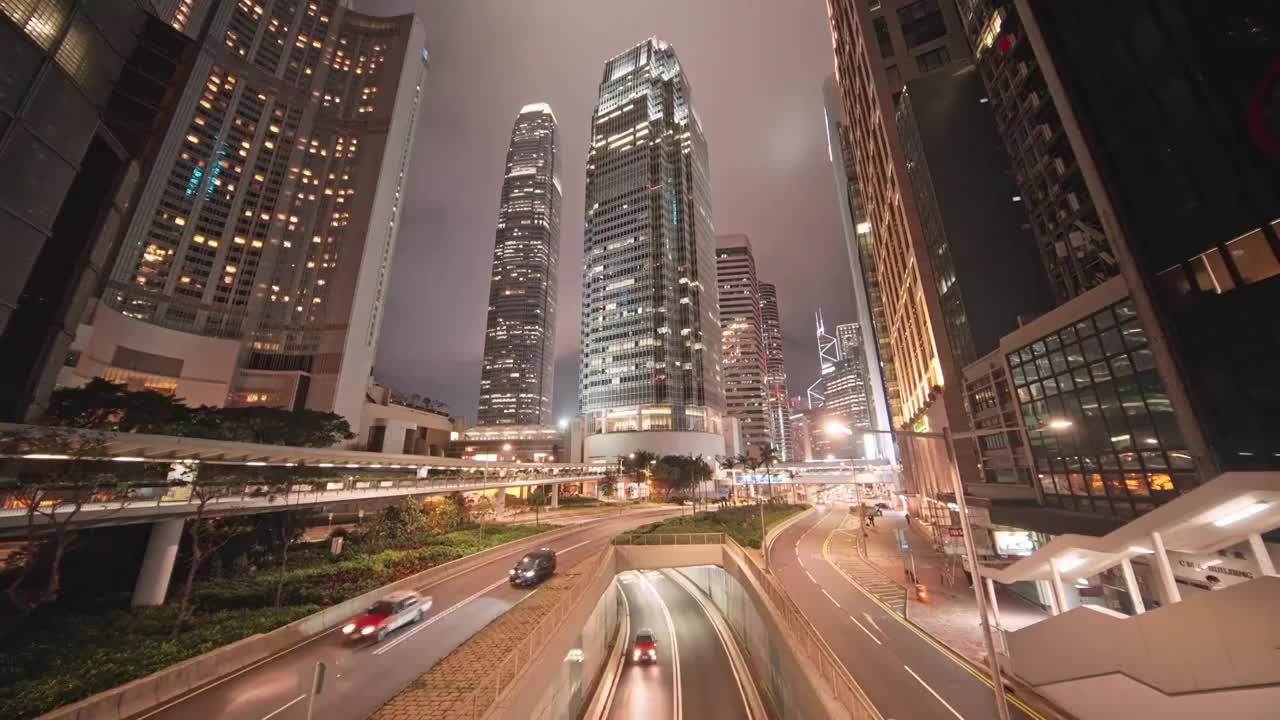 香港金中环夜景城市街景视频下载