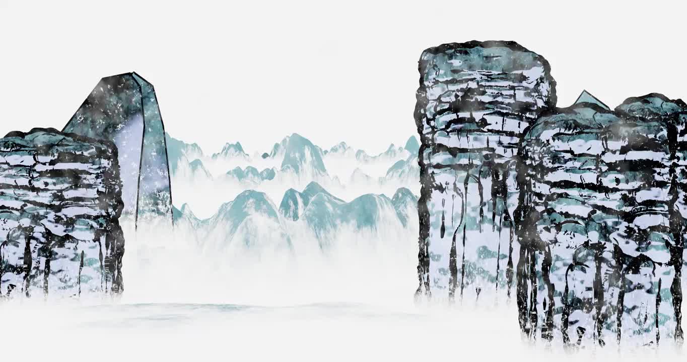 中国风水墨风格山水动画视频素材