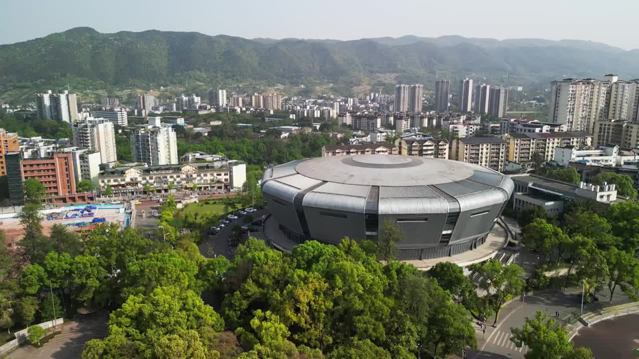 重庆西南大学体育馆校园风光航拍视频下载