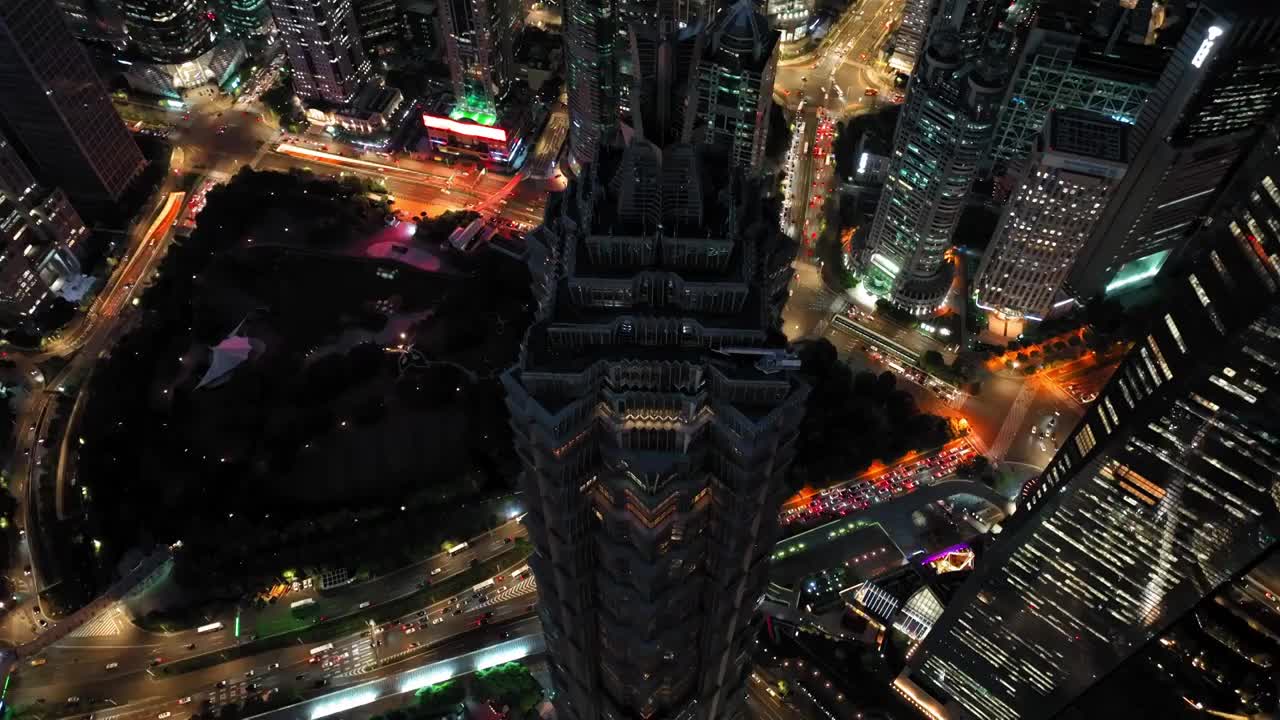 上海陆家嘴夜景航拍视频下载