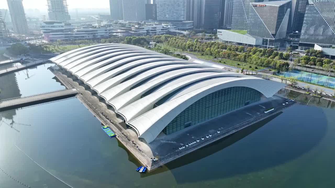 上海东方体育中心浦东建设前滩发展上海地标特写视频下载