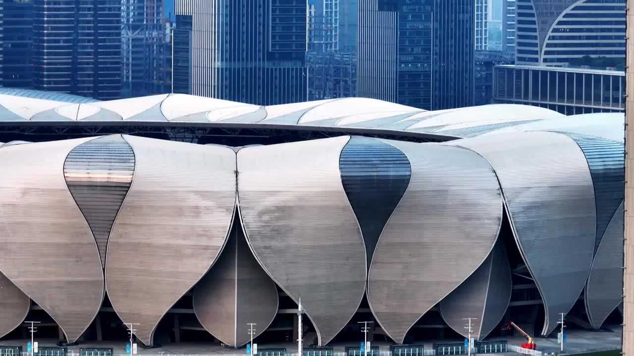 杭州奥体中心奥林匹克体育中心建筑细节航拍视频购买