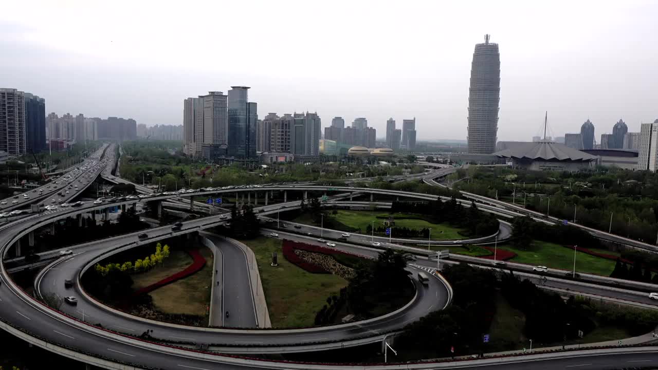 郑州千玺广场城市风光延时视频素材