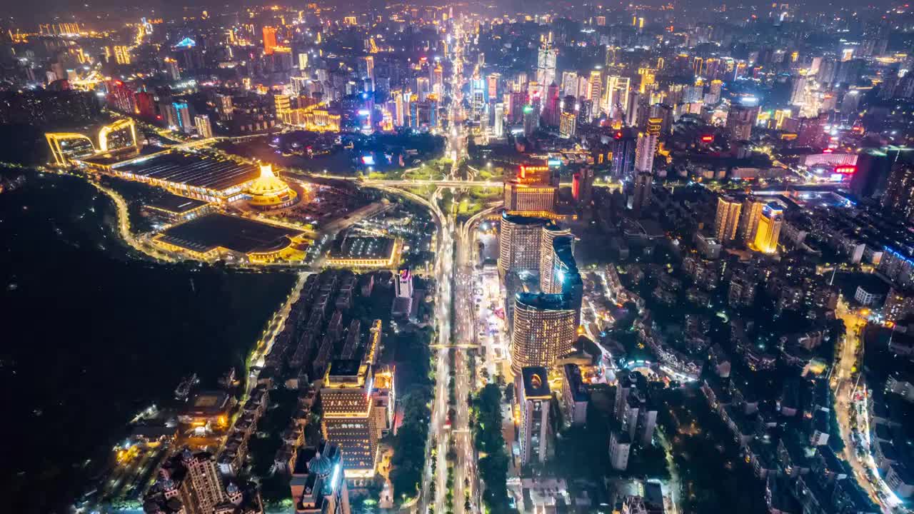 中国广西南宁城市夜景航拍延时风光视频下载