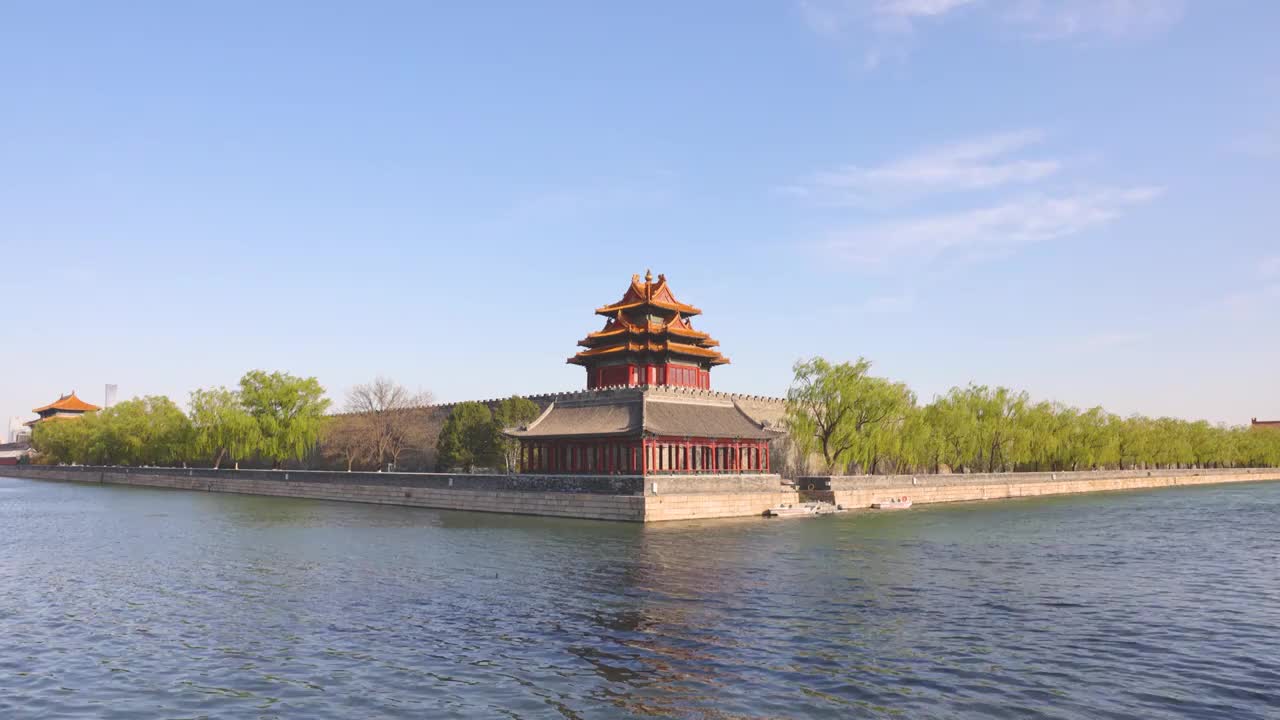 蓝天白云下的北京故宫角楼延时摄影视频素材