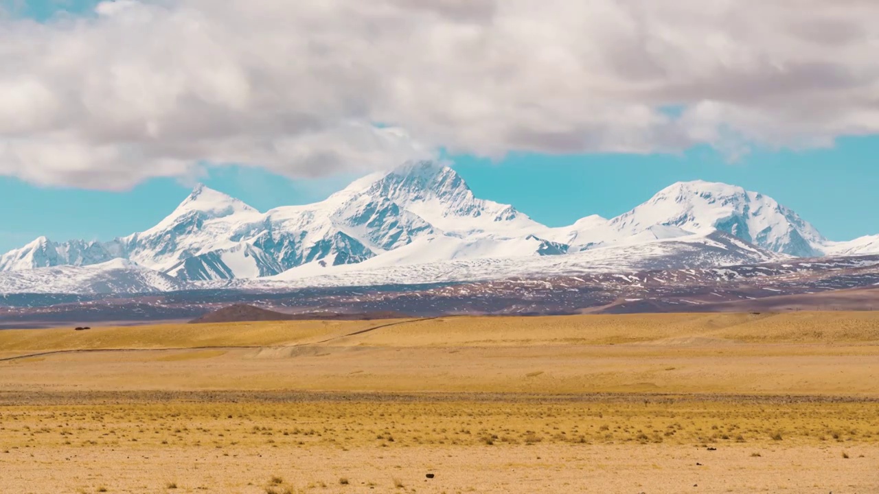 西藏希夏邦马峰雪山羊群延时4k视频下载