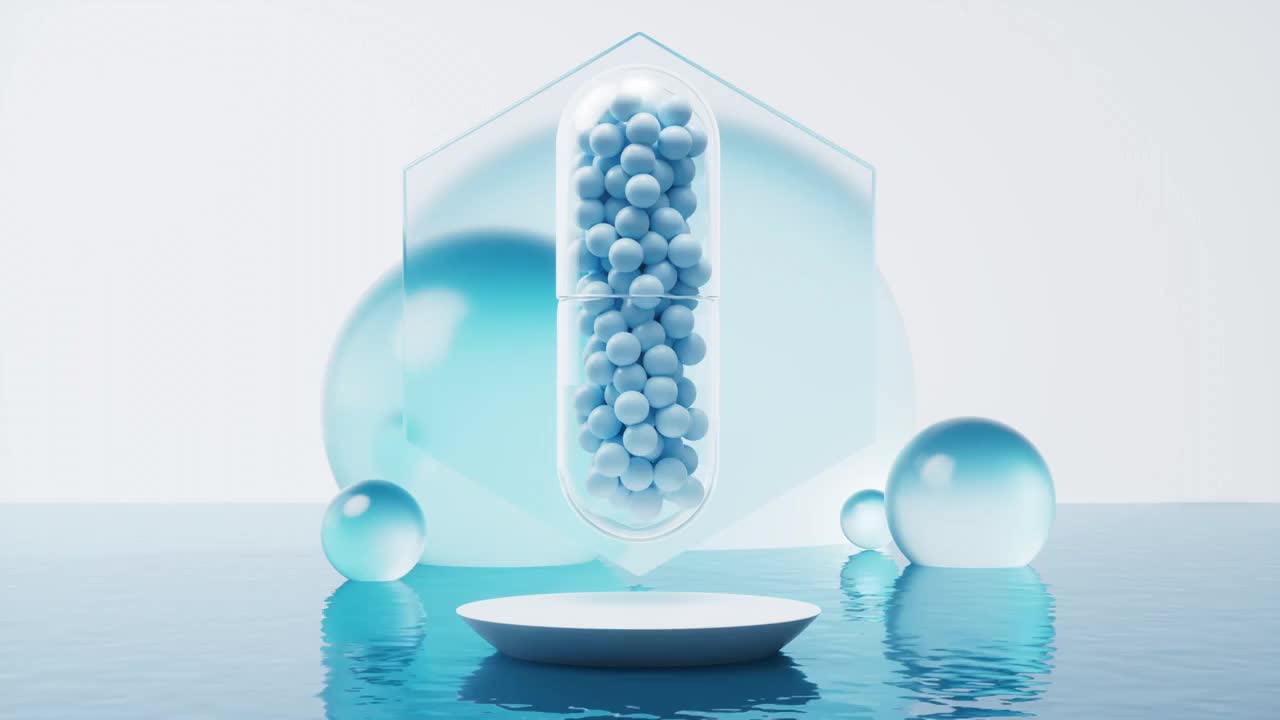 生物科技制药药物胶囊3D渲染视频购买