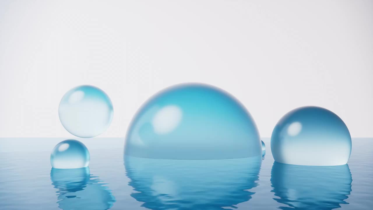 透明球体与水面3D渲染视频下载