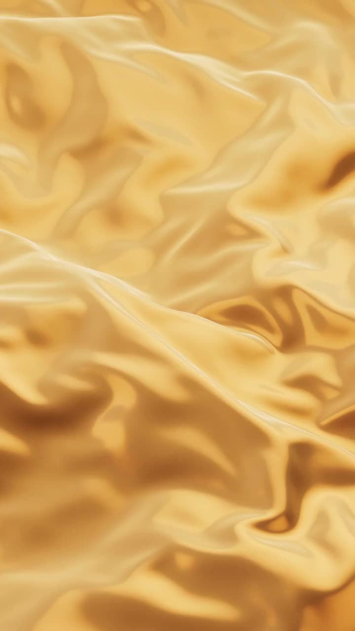 流动飘舞的金色布料3D渲染视频下载