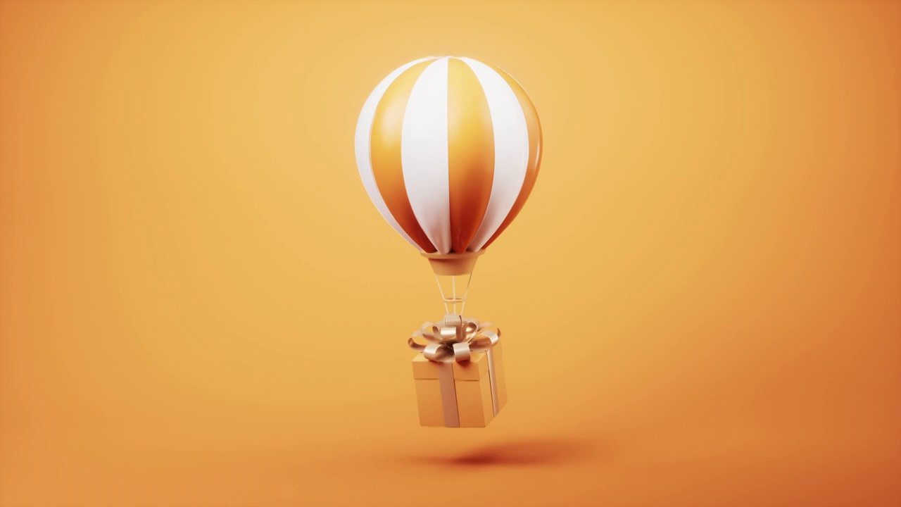 热气球与礼物盒循环动画3D渲染视频下载