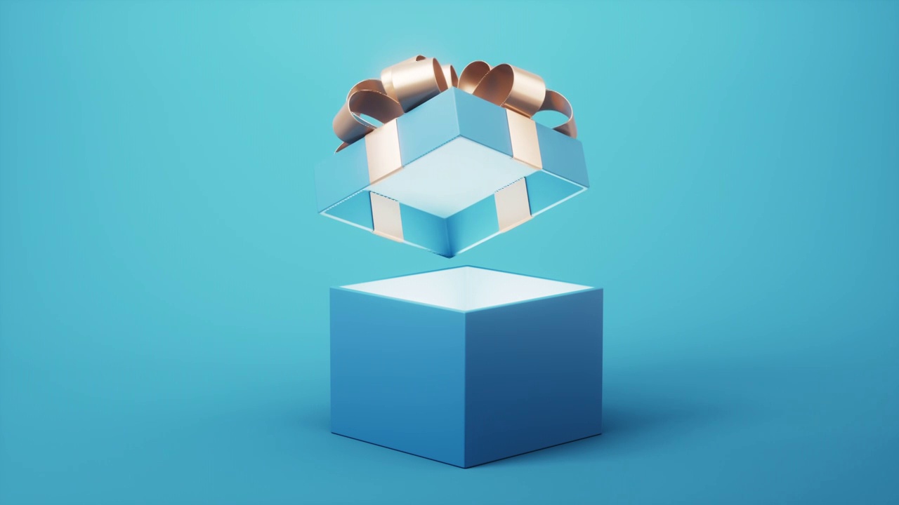 开启的蓝色礼盒3D渲染视频素材