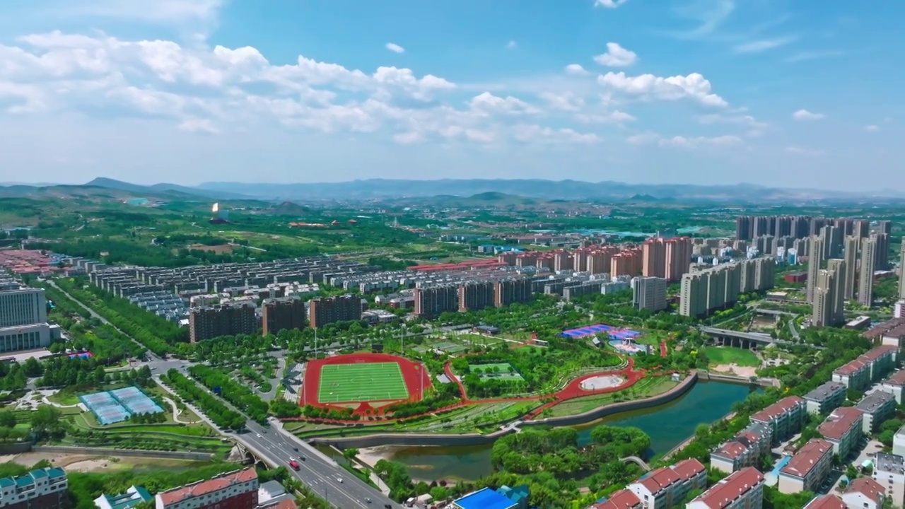 山东淄博城市风光4K航拍视频视频下载