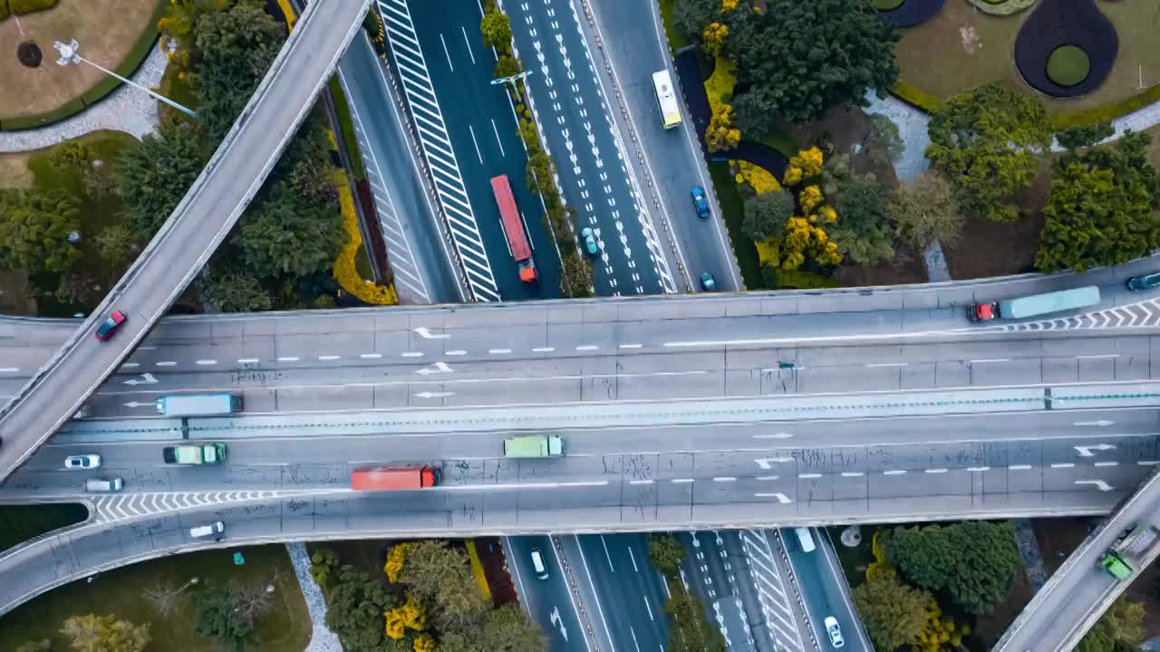 8K城市立交桥航拍车流延时视频素材