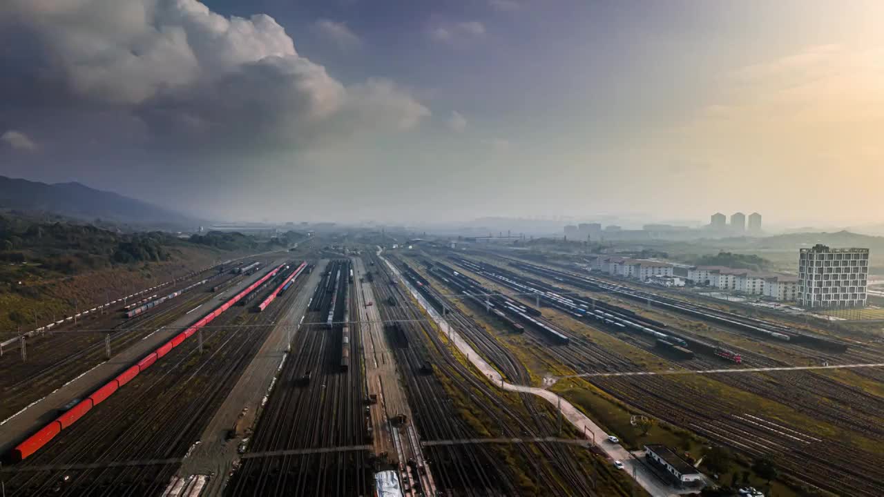 4K重庆中欧班列航拍延时视频下载