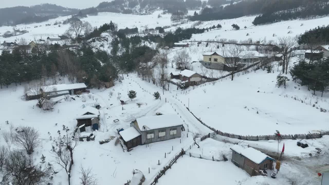 吉林白山临江市松岭雪村雪景风光航拍视频下载