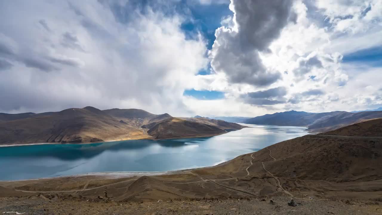 西藏羊湖延时素材视频下载