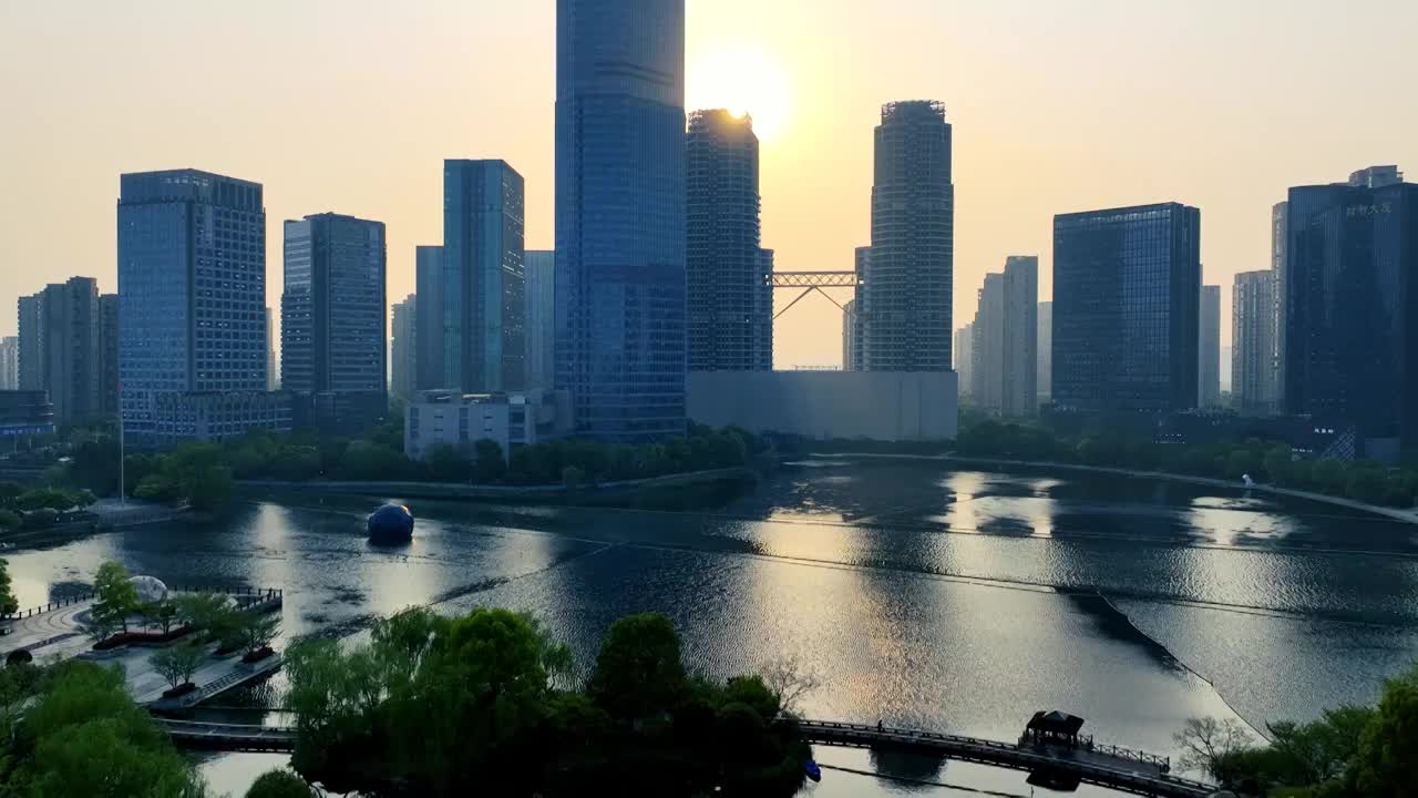 航拍绍兴城市风光视频下载