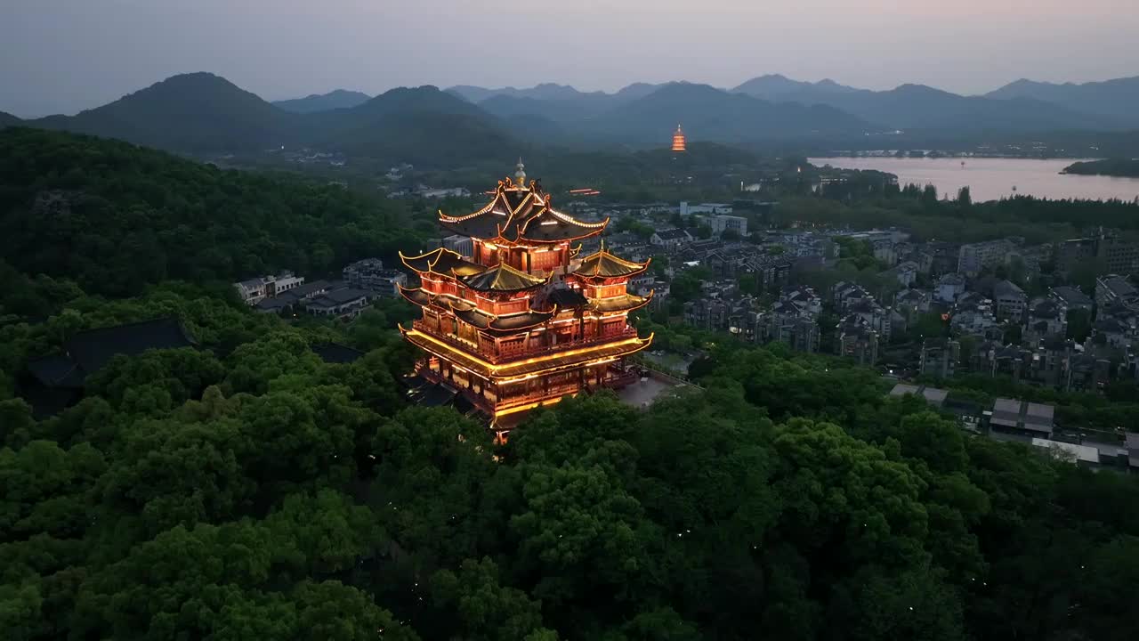 杭州城隍阁夜景视频素材