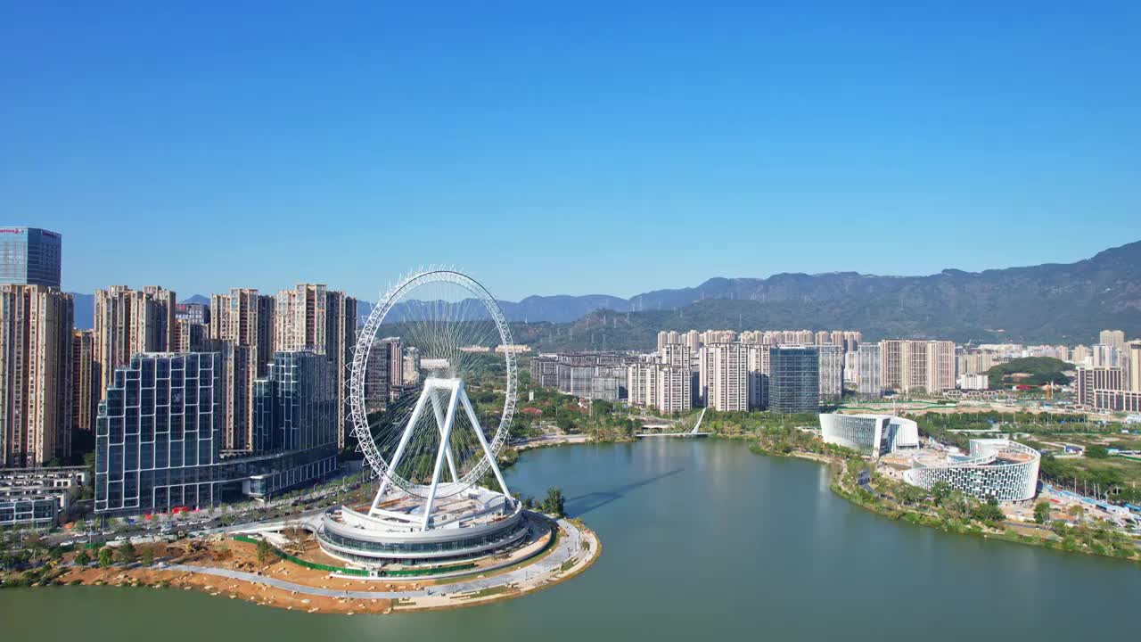 福州晋安湖周边城市建筑风光视频下载