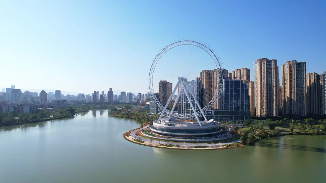 福州晋安湖周边城市建筑风光视频下载