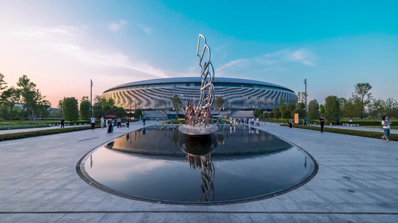 第31届世界大学生夏季运动会核心场馆----成都东安湖体育公园延时摄影视频下载