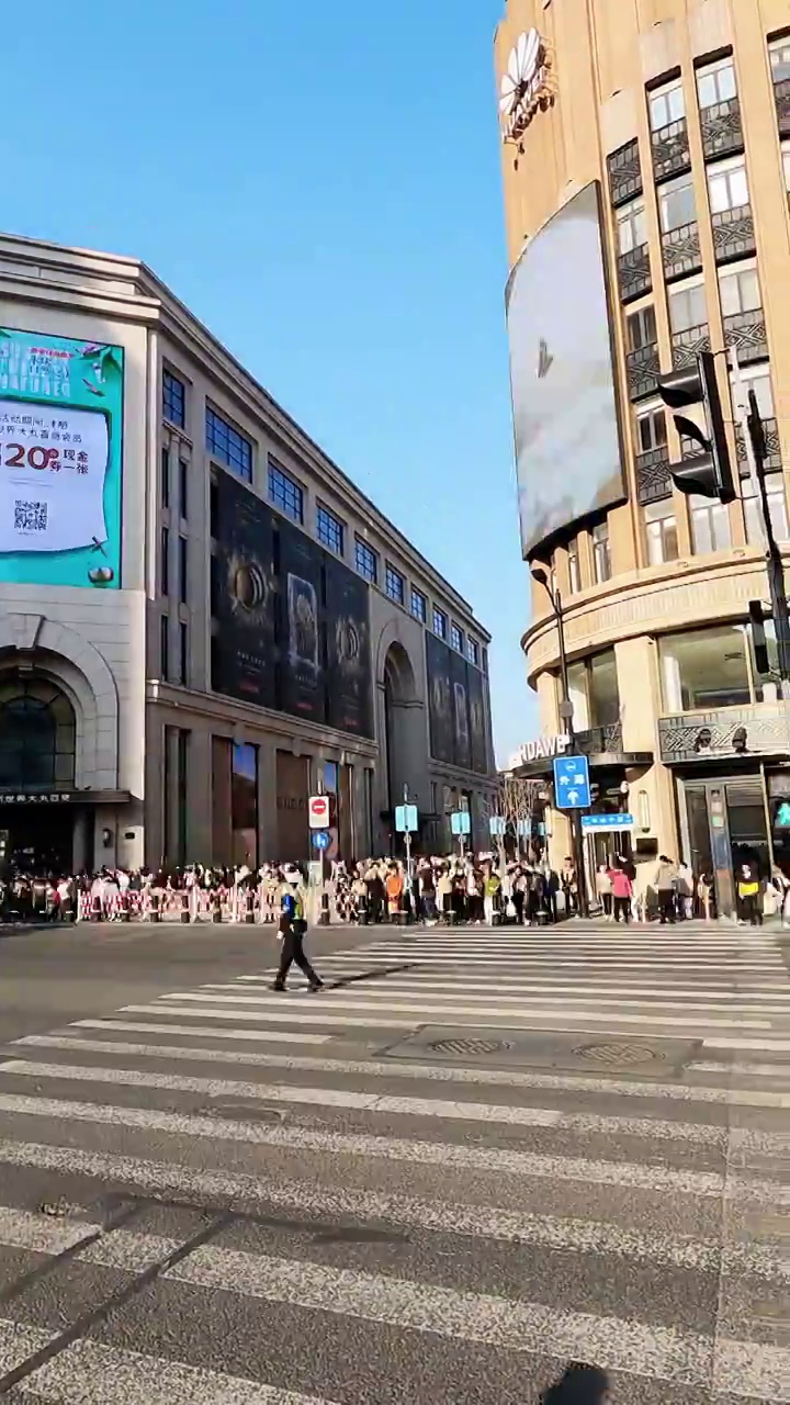 上海南京路步行街人流竖屏延时视频下载