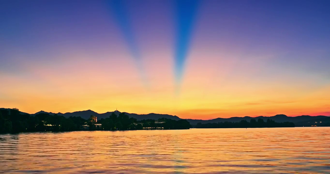 中国杭州千岛湖山脉湖面自然风光视频素材