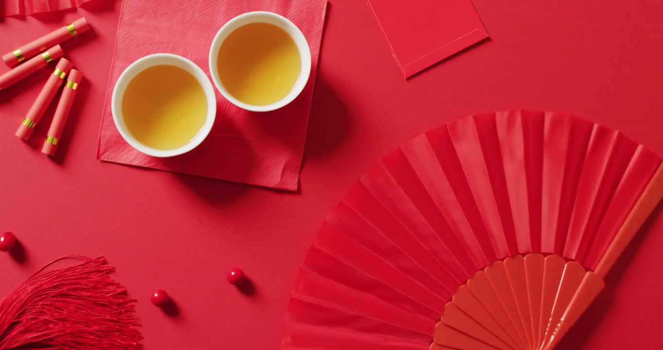 红色背景的红色中国装饰品视频视频下载