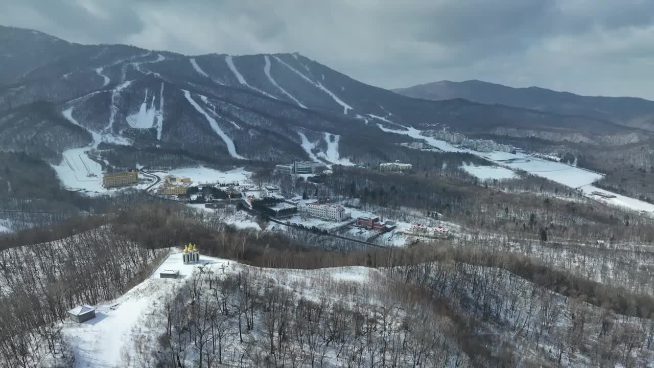 黑龙江亚布力滑雪场航拍景观视频下载