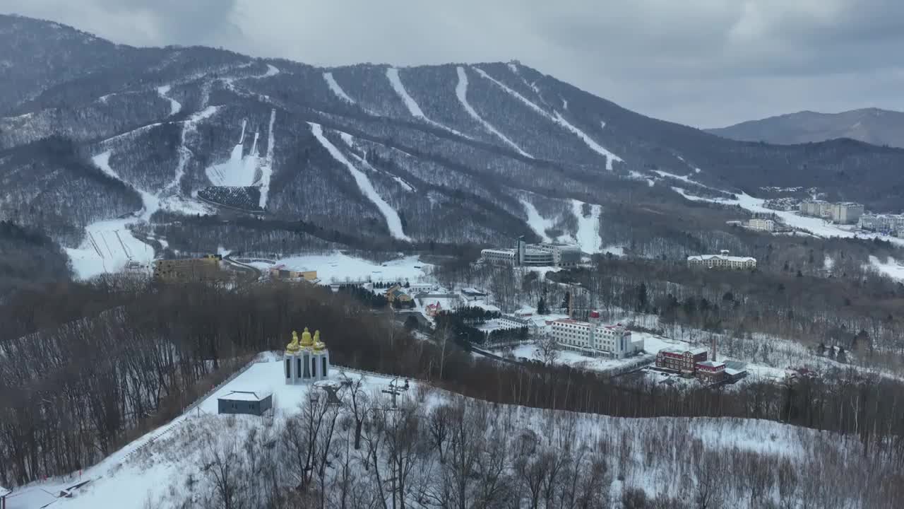 黑龙江亚布力滑雪场航拍景观视频下载