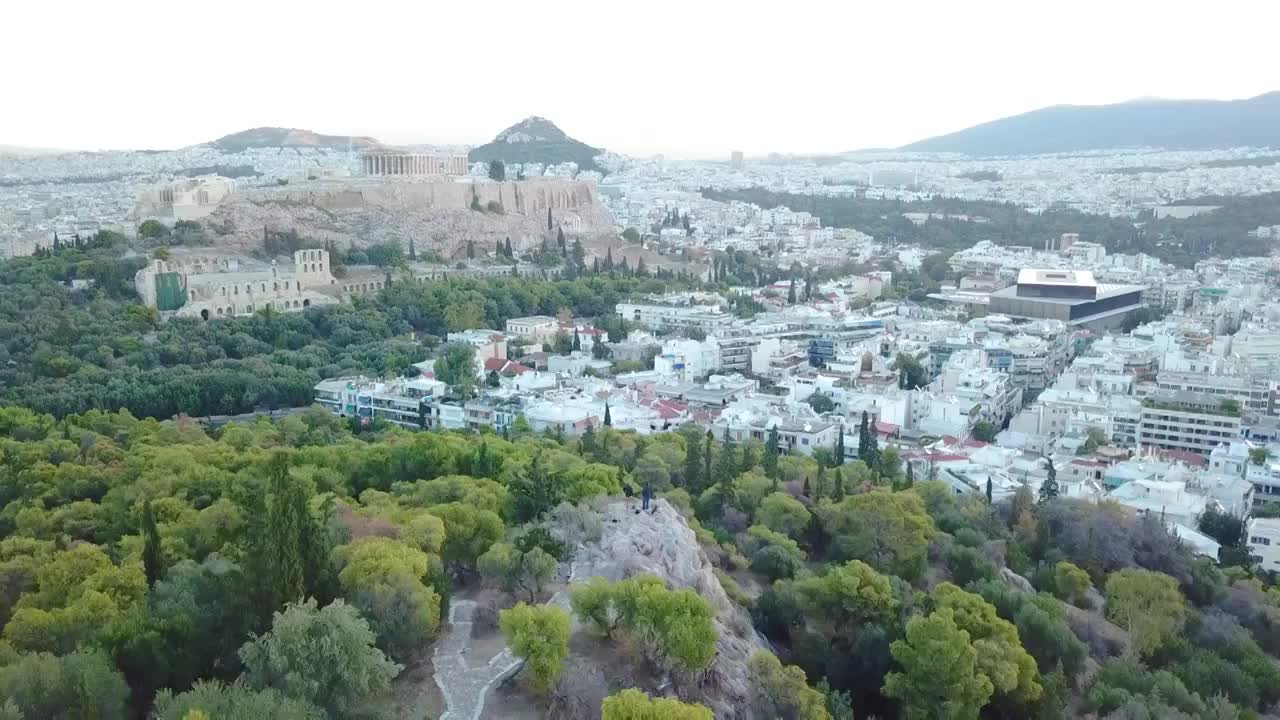 航拍清晨雅典古城视频下载