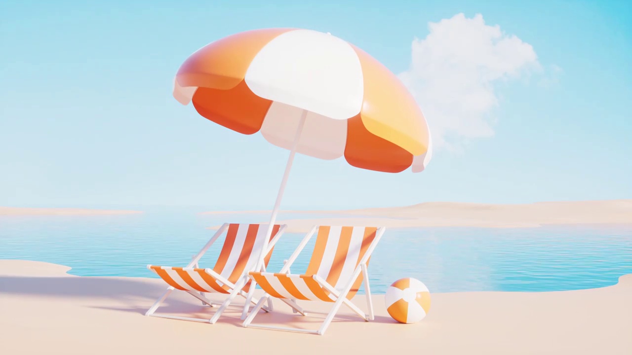 海边休闲度假题材3D渲染视频下载