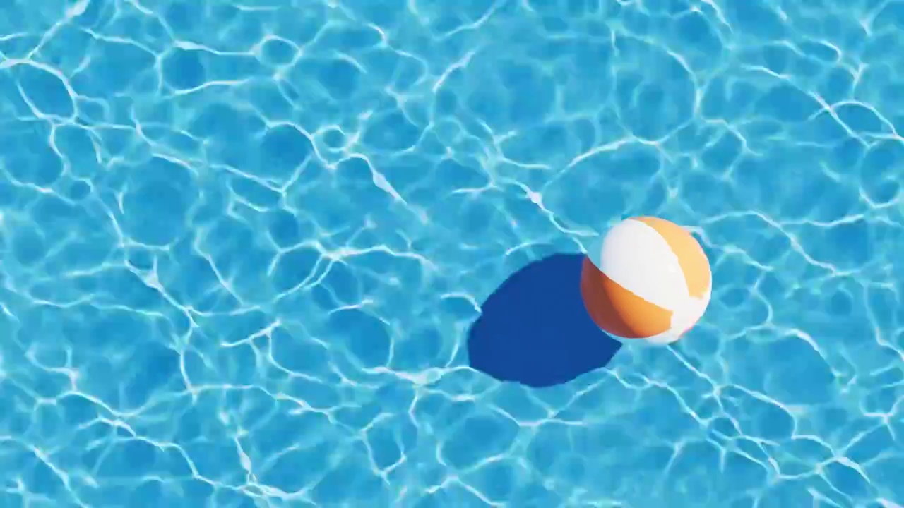 沙滩球与蓝色水波背景循环动画3D渲染视频下载