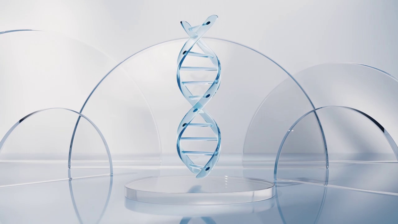 透明DNA结构生物科技概念3D渲染视频购买