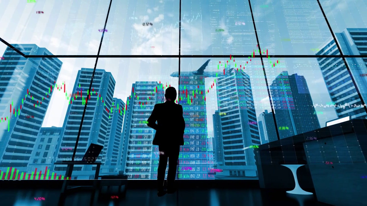 金融界商务成功人士俯瞰股市图表视频下载