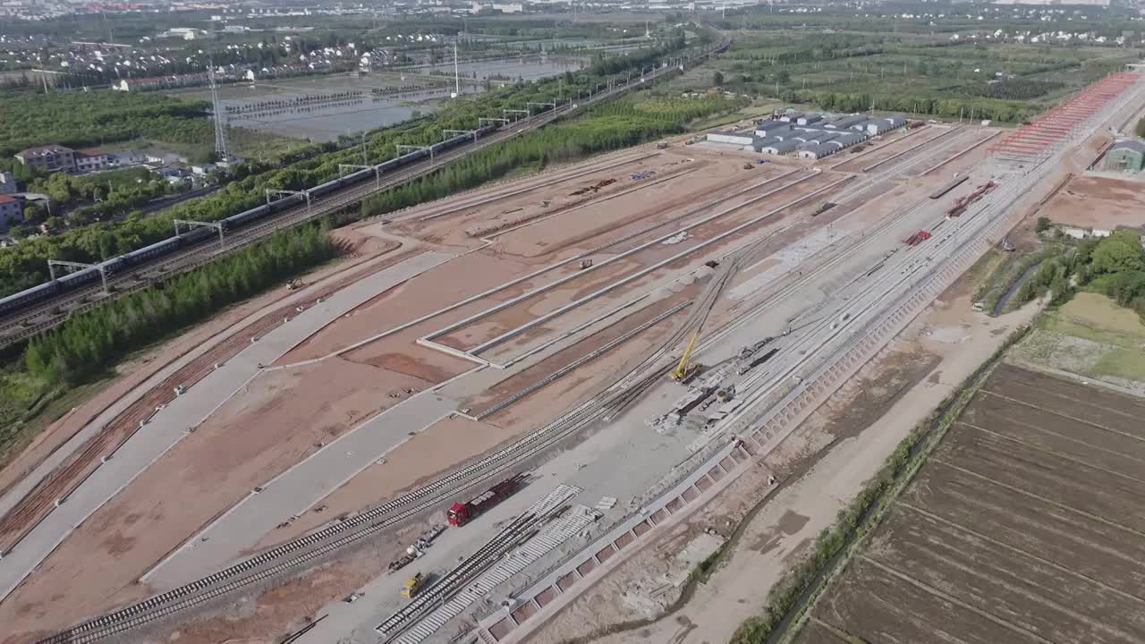 沪苏湖铁路建造施工地视频下载