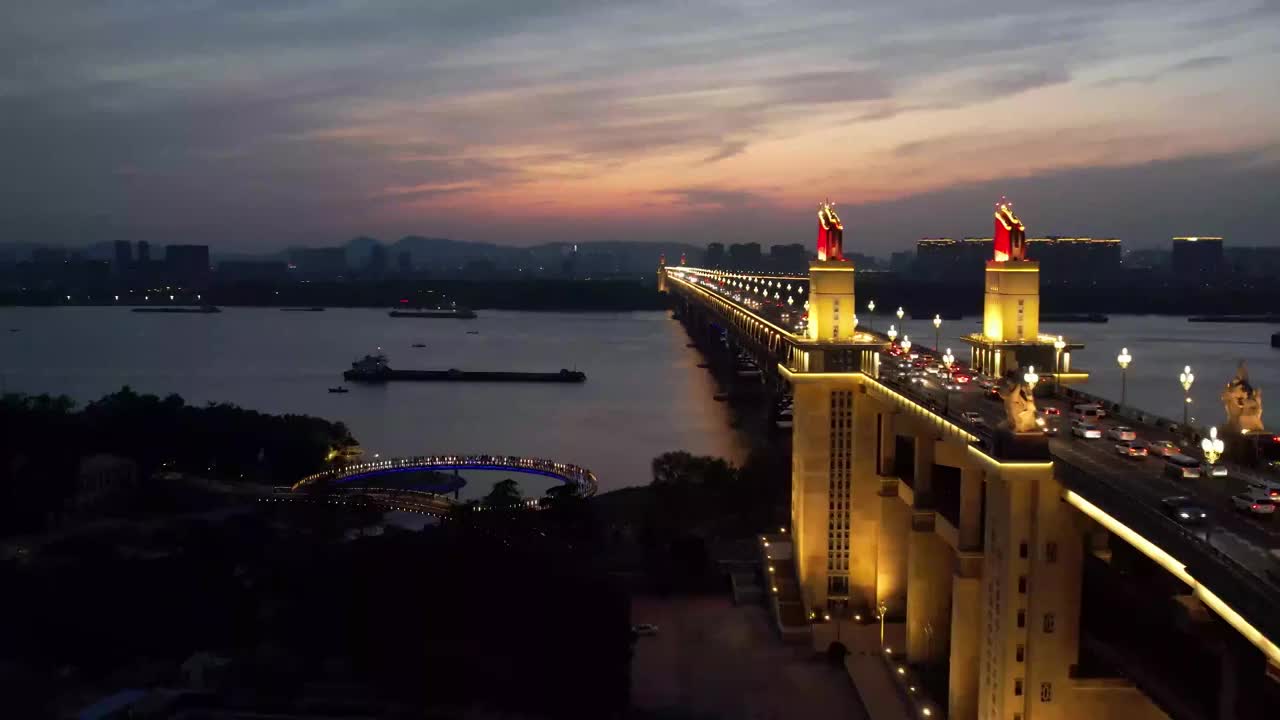 航拍南京长江大桥风光视频下载