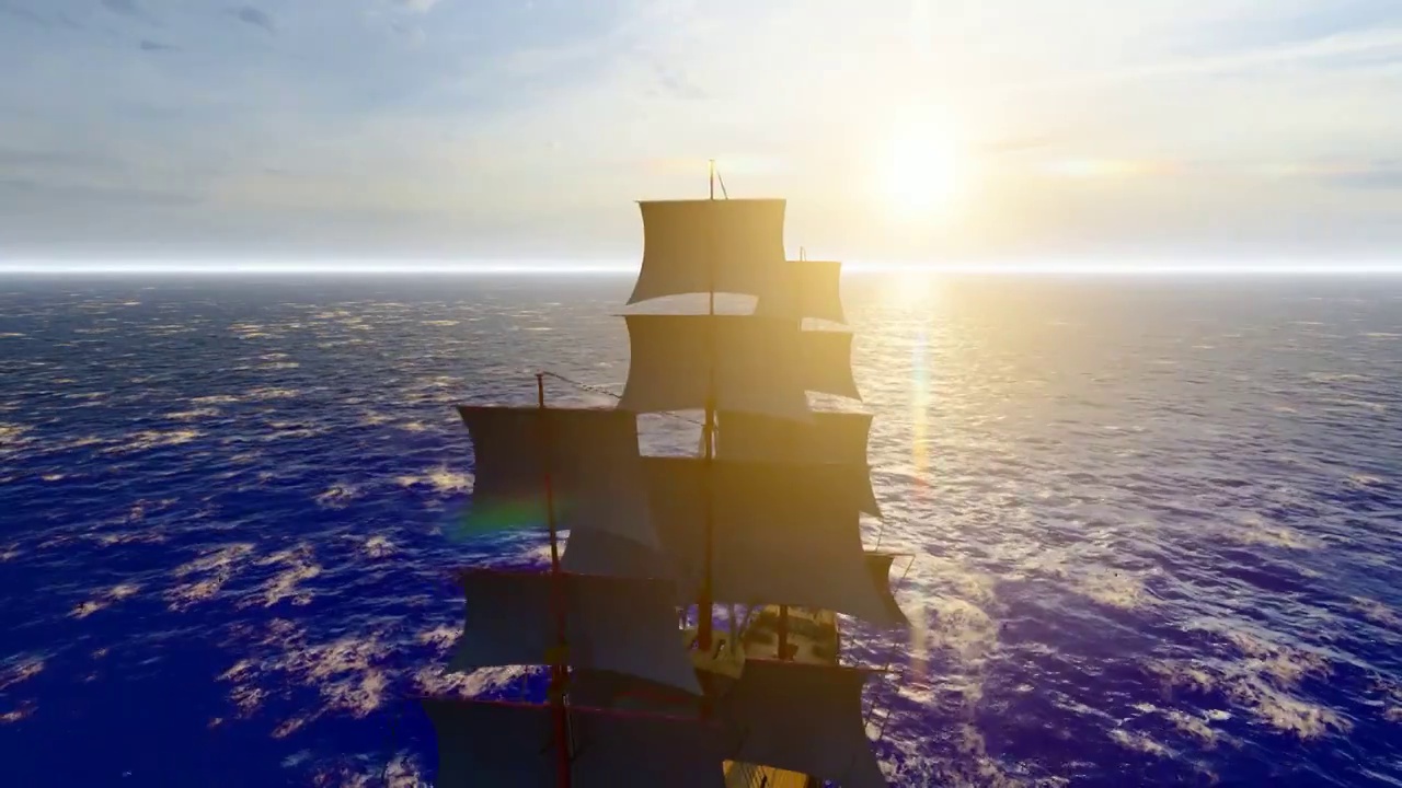 古代海上丝绸之路上出海贸易的商船视频下载