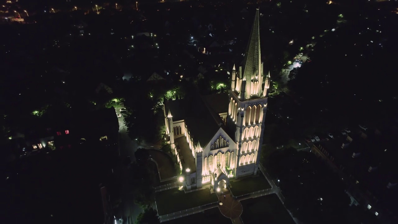 航拍泰晤士天主堂夜景视频素材