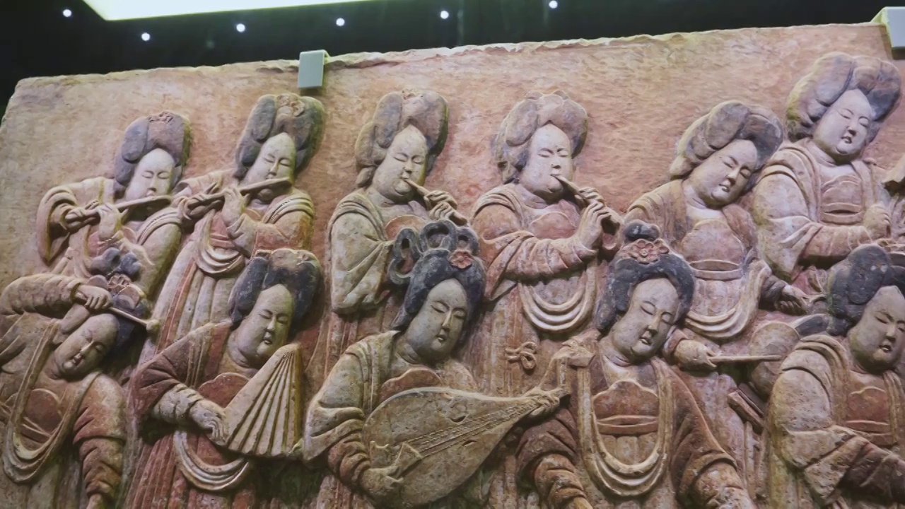 河北省博物院彩绘散乐浮雕视频下载