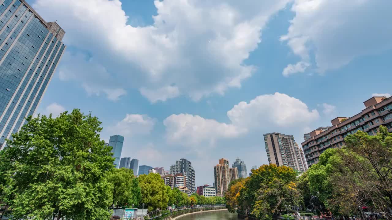 成都市锦江（府南河）两岸建筑延时摄影视频下载
