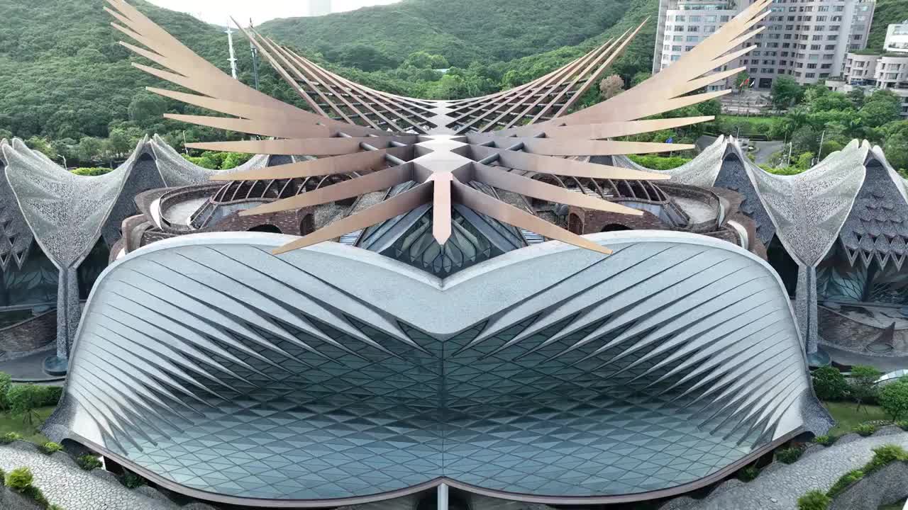 广东省深圳市龙华区大浪地标玛丝菲尔大厦航拍视频素材
