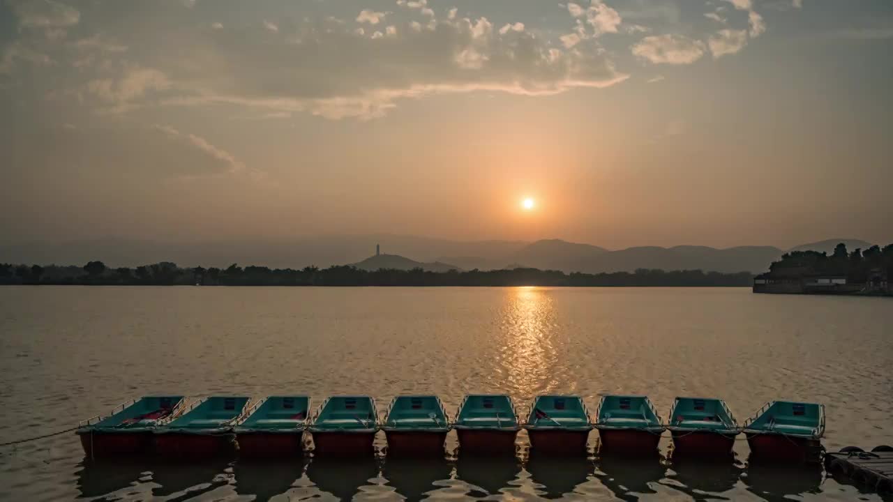 北京昆明湖日落视频素材