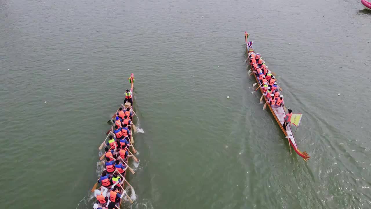 航拍赛龙舟比赛视频素材