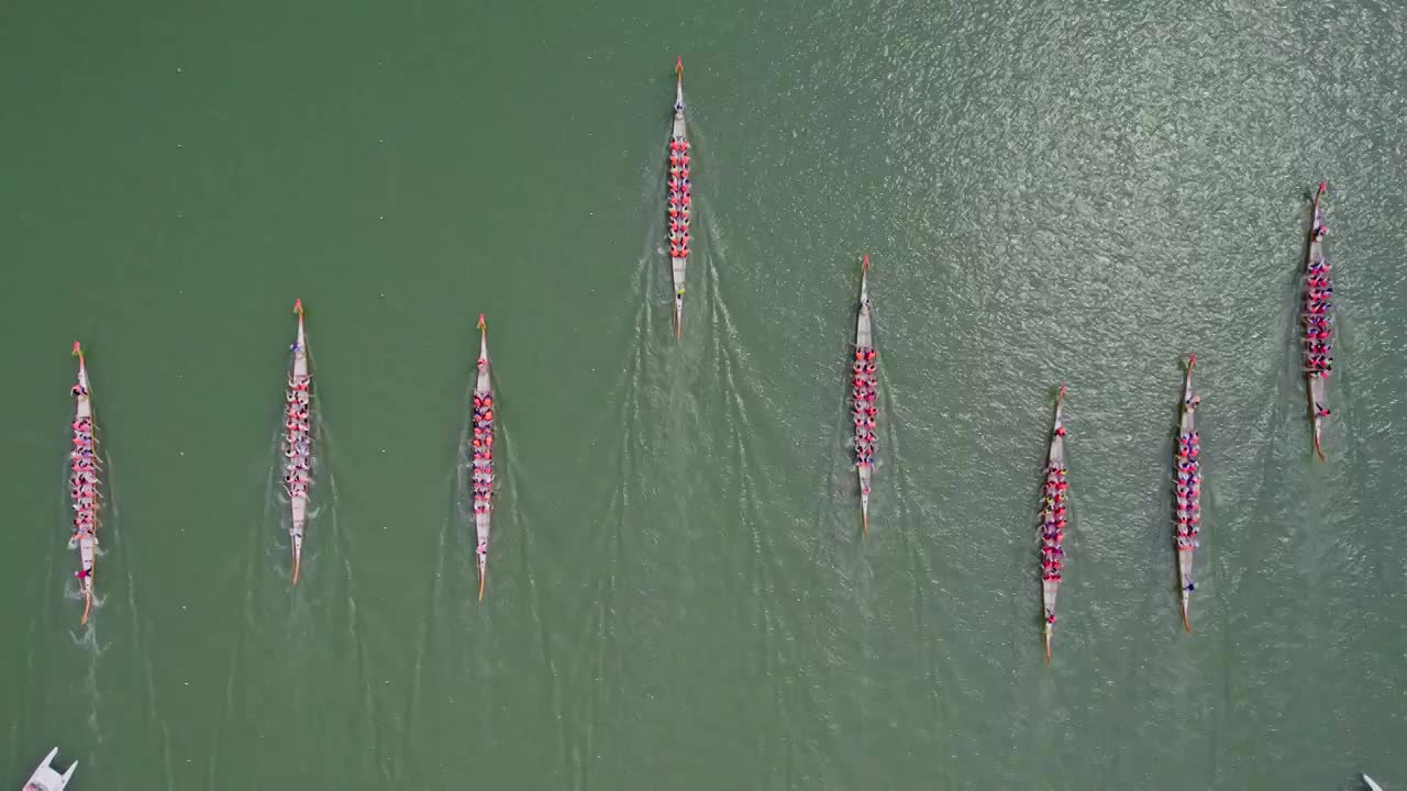 航拍划龙舟比赛视频下载
