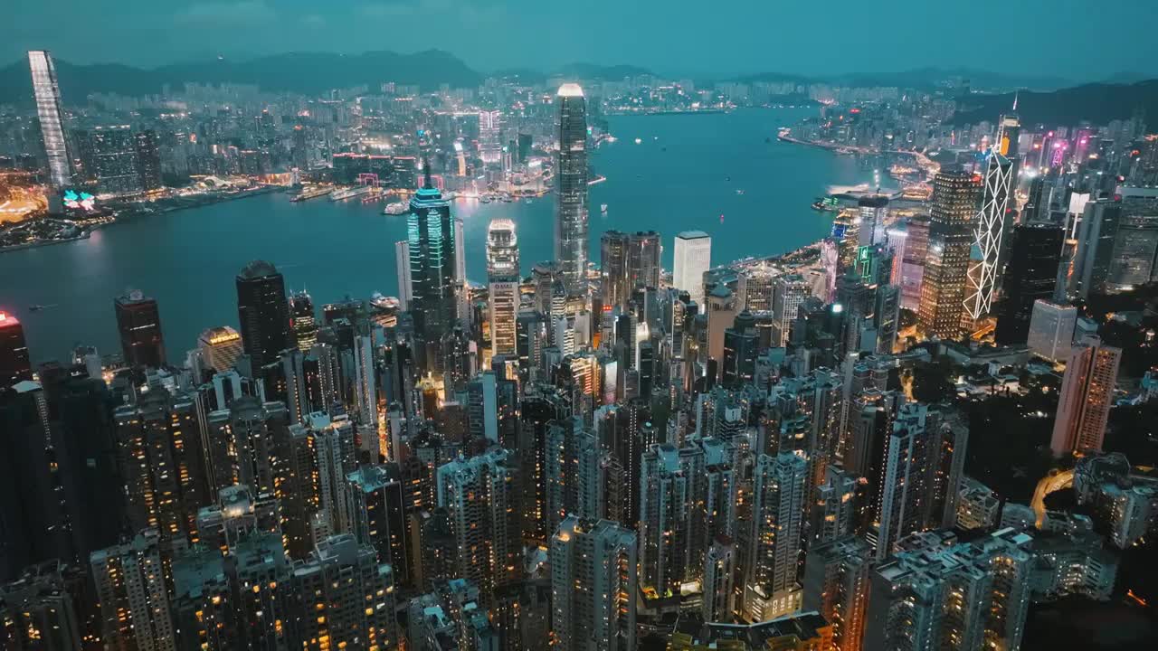 香港大气城市夜景航拍视频购买